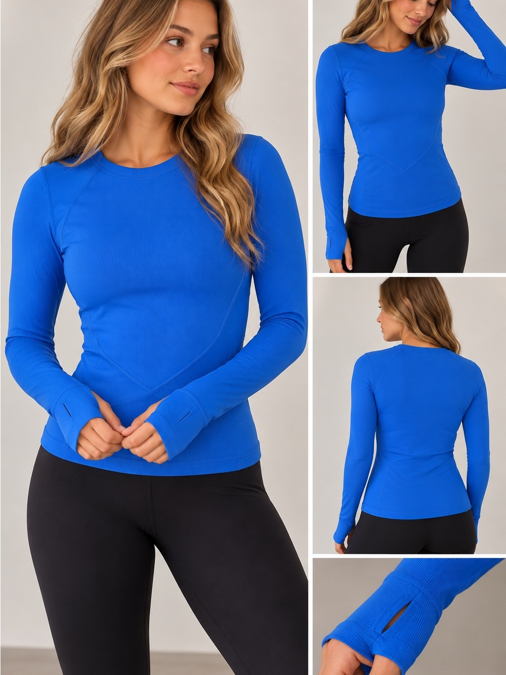Women's Long-Sleeve Crew Athletic Tee in Royal Blue